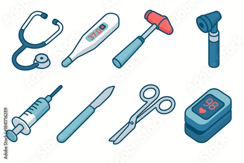 Medical Isometric Icons Set