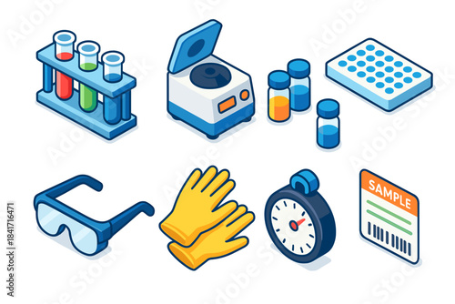 Laboratory isometric icons set