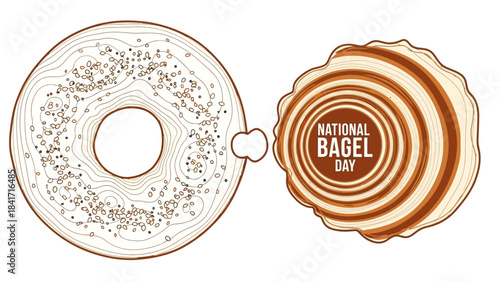 Celebrate National Bagel Day with Deliciousness featuring appetizing bagel illustration and decorative elements, perfect for bakery promotions and food-themed designs