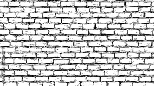 Seamless texture pattern of stone brick wall outline drawing bricks and stones walls fence textures Architectural Drawings Vector black and white