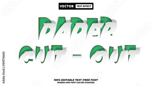 Paper cut-out editable vector text effect for kids, projects, fun social media graphics and playful packaging.