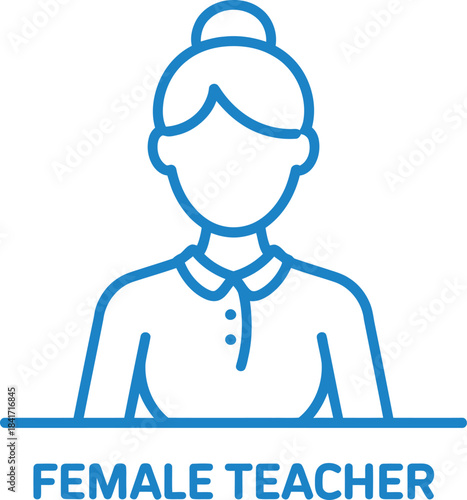 Simple line art icon of a female teacher with her hair in a bun