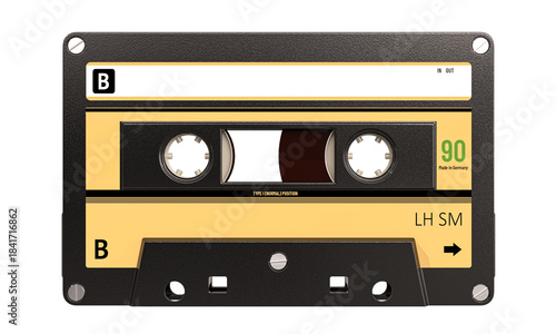 Vintage audio cassette tape 3d isolated