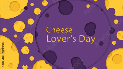 Celebrate Cheese Lover's Day with this fun, cheesy background featuring golden yellow cheese holes on a deep purple backdrop, perfect for foodies and dairy fans