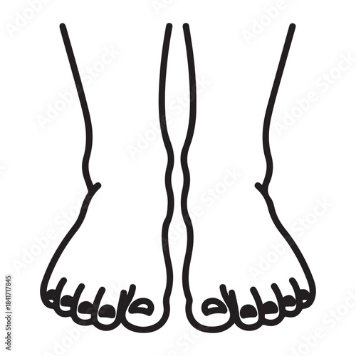 Simple black and white illustration of human feet