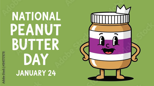 Celebrate National Peanut Butter Day on January 24th with this fun cartoon jar, perfect for social media posts, recipes, and promotions for your brand or blog