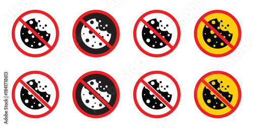No Chocolate Chip Cookie Round Flat Design Icon Transparent Background. 