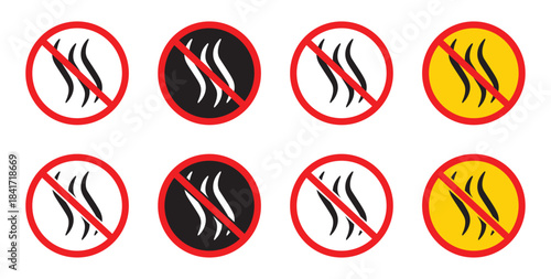Anti bad smell icon. Bad smell, no perfume icon set. Forbidden flavors vector icon symbol. Bad smell, no perfume icon. Vector illustration.