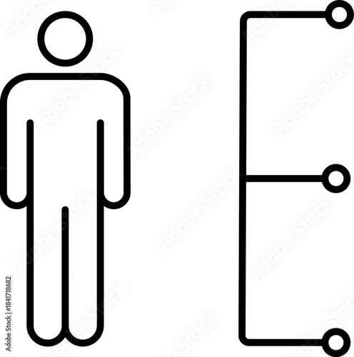 Person icon connecting to multiple options or tasks