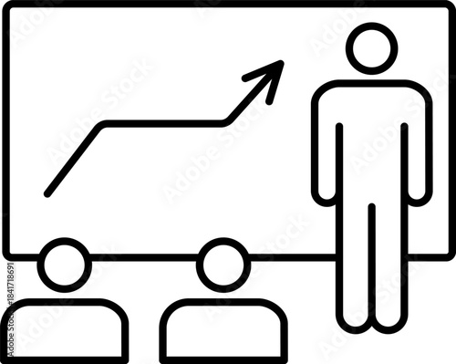 Person giving business presentation with growth chart