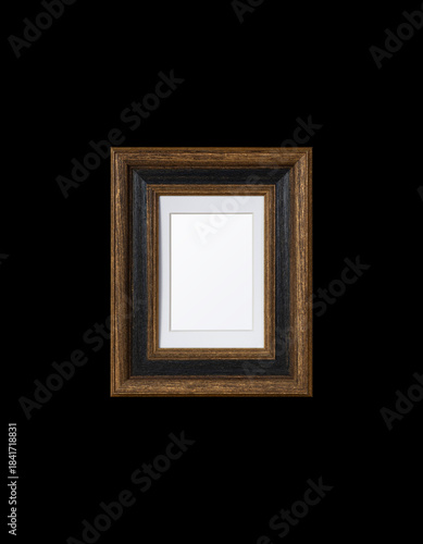 Black & Gold Wooden Frame with Passepartout on Black Background