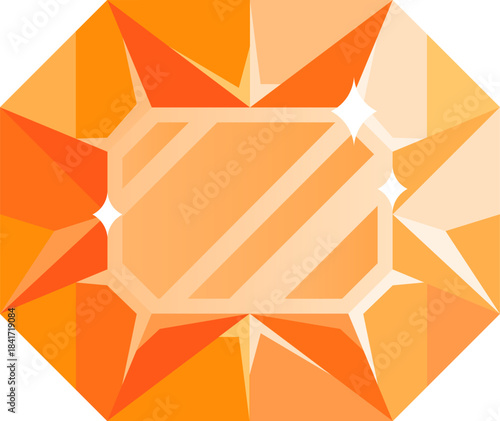 Octagonal orange gemstone illustration vector design