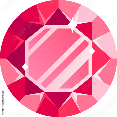 Red faceted gemstone with sparkling highlights illustration