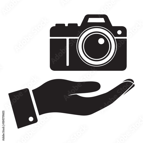 Hand holding camera icon