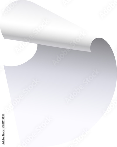 White paper sheet with curling corner design element