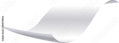 White blank paper sheet curling on background