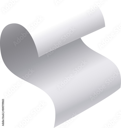 White blank paper page rolling up design