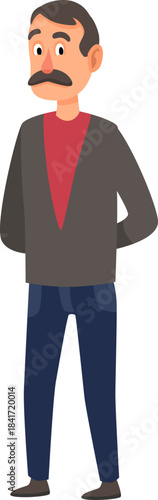 Man standing with hands behind back feeling uncertain