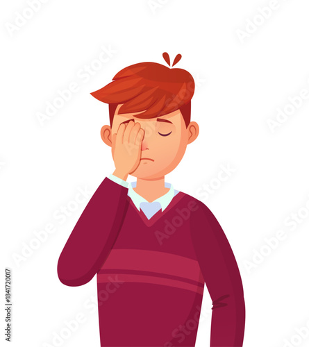 Young man doing facepalm gesture feeling stressed