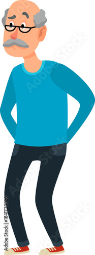 Elderly man standing with hands behind back