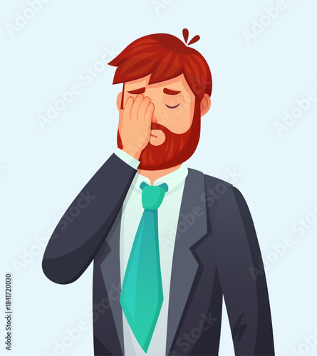 Businessman facepalming, feeling frustration and exasperation