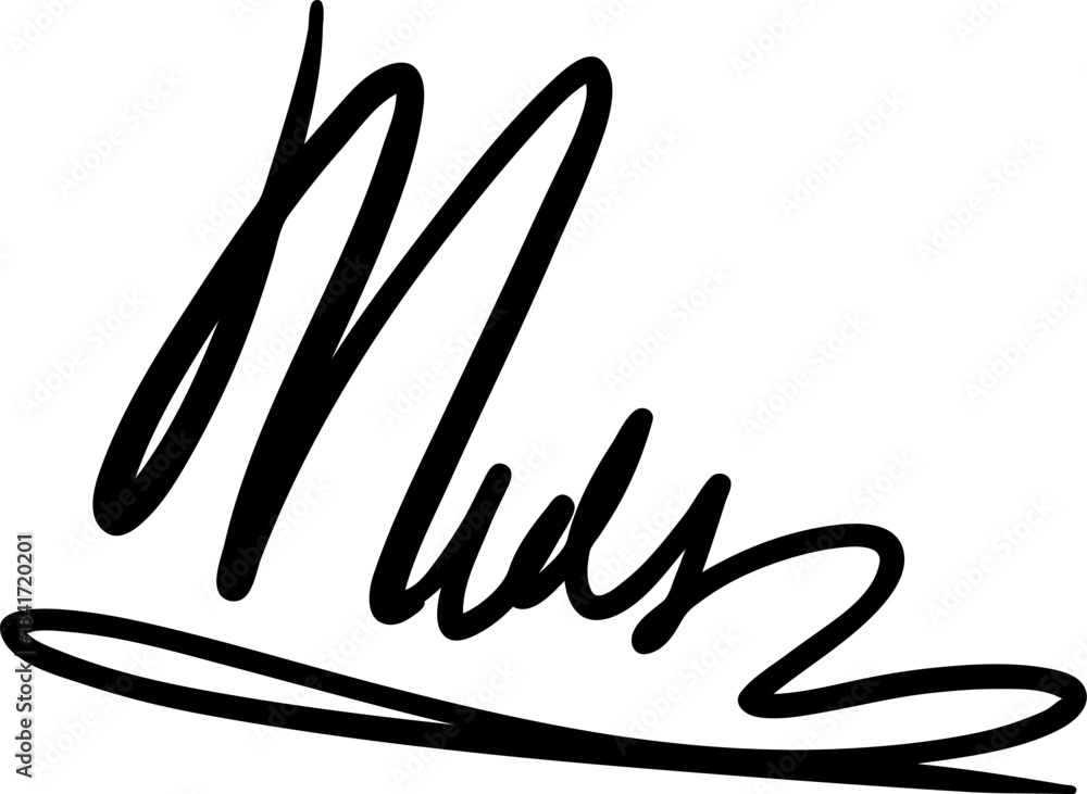Fototapeta premium Black handwritten abstract signature vector line art