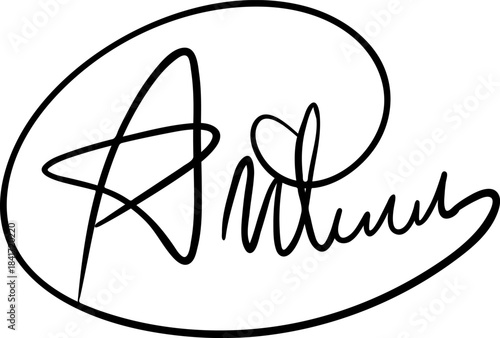 Abstract black handwritten signature representing personal identity
