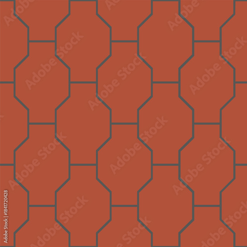 Terracotta interlocking geometric paving seamless pattern background