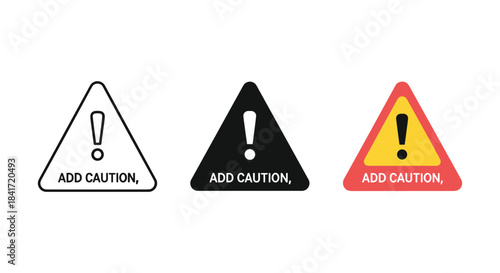 Add caution attention icon set triangle warning sign risk alert notification hazard symbol concept