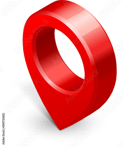 Red 3D map pin finding location pointer