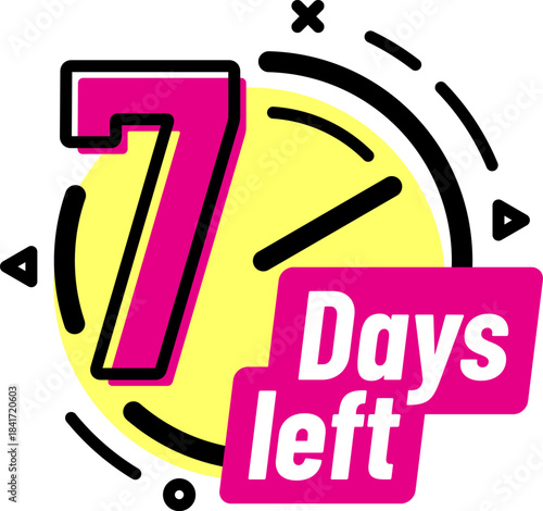 Countdown clock showing seven days left with geometric elements
