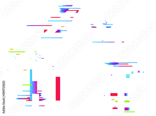 Digital glitch data error creating abstract colorful lines