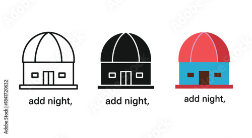 Add night icon representing astronomy observation facility symbol line silhouette and color style