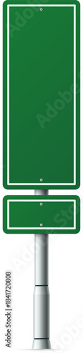 Blank green highway sign showing customizable information space