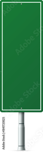 Blank green road sign providing custom information