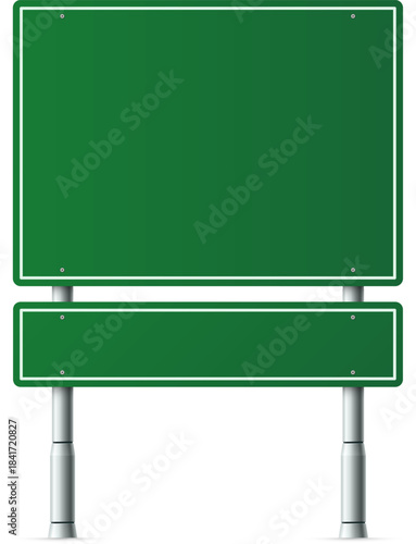 Blank green highway signs providing copy space