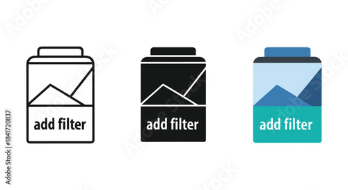 Add filter photo processing icon vector symbol illustration for image editing and digital manipulation.
