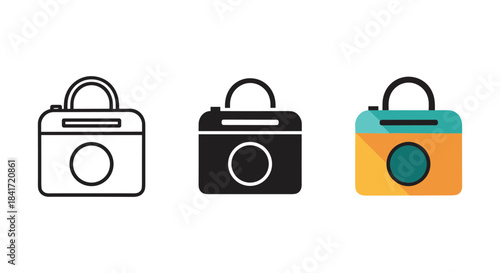 Camera icon set collection vector flat illustration concept simple style isolated on white background