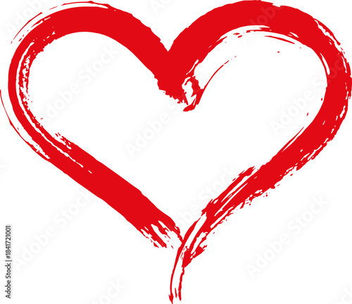Red brush stroke heart symbol expressing love concept