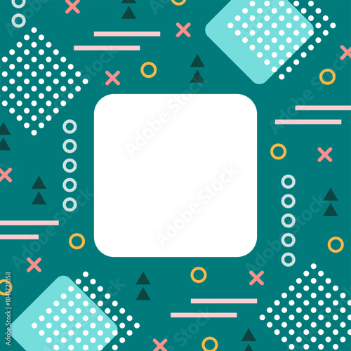 Abstract geometric memphis style background with copy space