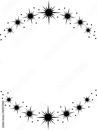 Ornate stars and dots forming elegant oval frame
