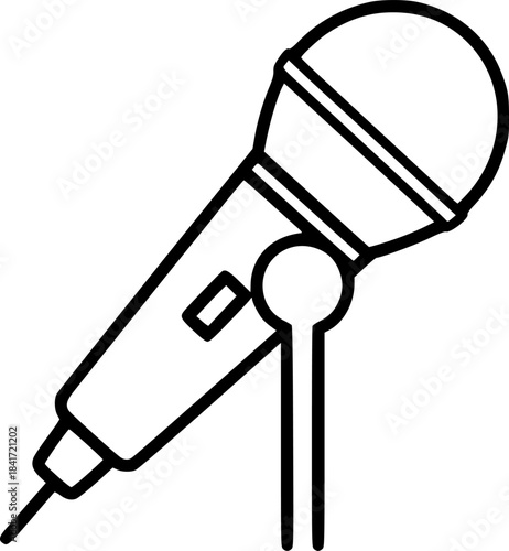 microphone icon silhouette line art vector illustration with a white background
