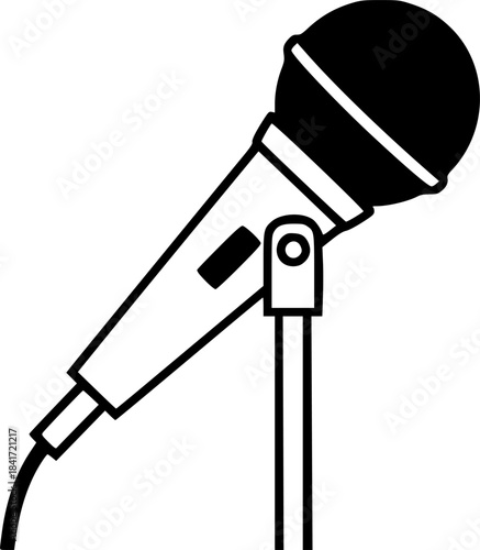 microphone icon silhouette line art vector illustration with a white background
