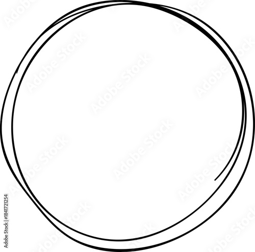 Hand drawing an imperfect black circle outline frame
