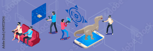 People playing extended reality games and experiencing digital entertainment