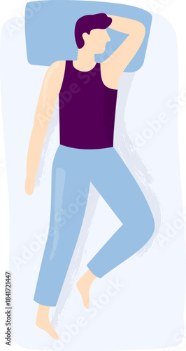 Person sleeping in bed resting and relaxing