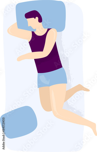 Man sleeping in bed getting deep rest