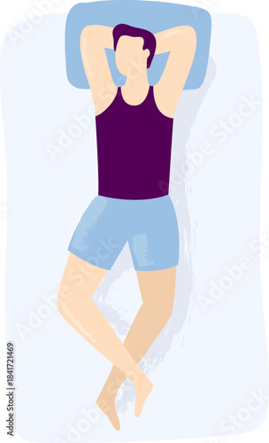 Man sleeping comfortably in bed resting on pillow