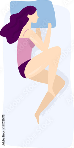 Woman sleeping in bed in a comfortable position
