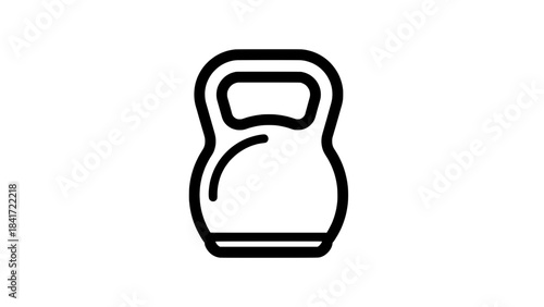 Minimalist black-outline kettlebell icon vector for fitness apps and design projects